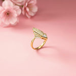 0.57Ct Moissanite Geometric Fan Gold Ring