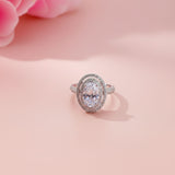 3.25Ct Oval Moissanite Double Halo Engagement Ring Gold Vermeil (2.5 Micron)