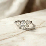 1.30Ct Moissanite Floral Oval Cut Ring