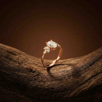 1.30Ct Moissanite Floral Oval Cut Ring