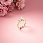 1.30Ct Moissanite Floral Oval Cut Ring