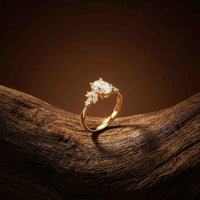 1.30Ct Moissanite Floral Oval Cut Ring