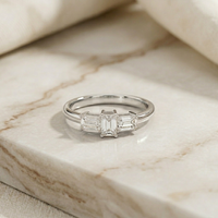 1.68Ct Moissanite Emerald Cut Three-Stone Ring Gold Vermeil (2.5 Micron)