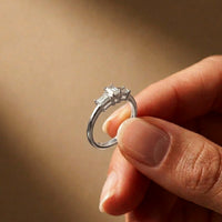1.68Ct Moissanite Emerald Cut Three-Stone Ring Gold Vermeil (2.5 Micron)