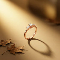 1.68Ct Moissanite Emerald Cut Three-Stone Ring Gold Vermeil (2.5 Micron)