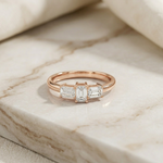 1.68Ct Moissanite Emerald Cut Three-Stone Ring Gold Vermeil (2.5 Micron)