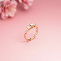 1.68Ct Moissanite Emerald Cut Three-Stone Ring Gold Vermeil (2.5 Micron)