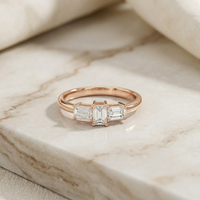 1.68Ct Moissanite Emerald Cut Three-Stone Ring Gold Vermeil (2.5 Micron)