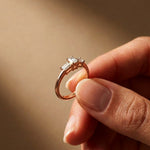 1.68Ct Moissanite Emerald Cut Three-Stone Ring Gold Vermeil (2.5 Micron)