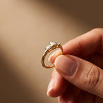1.68Ct Moissanite Emerald Cut Three-Stone Ring Gold Vermeil (2.5 Micron)