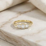 1.68Ct Moissanite Emerald Cut Three-Stone Ring Gold Vermeil (2.5 Micron)