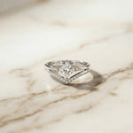 0.44Ct Moissanite Geometric Princess Chevron Ring