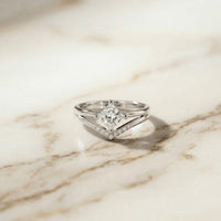 0.44Ct Moissanite Geometric Princess Chevron Ring