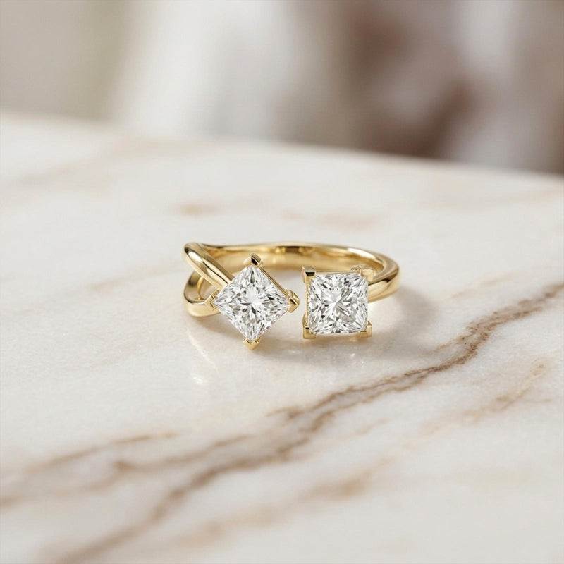 1Ct Moissanite Dual Princess Twist Ring