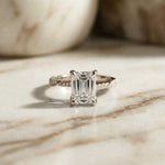 2.95Ct Moissanite Emerald Cut Pave Twist Ring