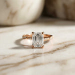 2.95Ct Moissanite Emerald Cut Pave Twist Ring