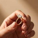 2.95Ct Moissanite Emerald Cut Pave Twist Ring