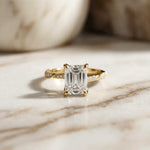 2.95Ct Moissanite Emerald Cut Pave Twist Ring
