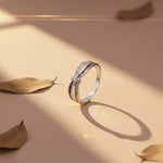 0.25Ct Moissanite & Amethyst Eye Band Ring
