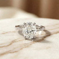 2.75Ct Moissanite Oval Solitaire Pavé Ring