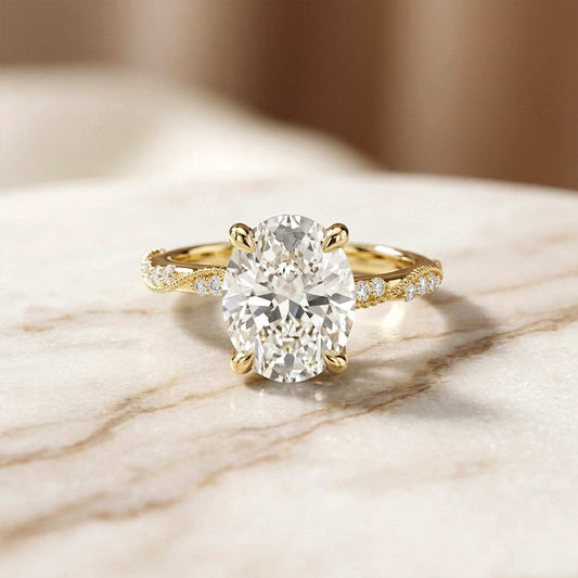 2.75Ct Moissanite Oval Solitaire Pavé Ring