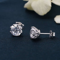 Round Moissanite Prong Stud Earrings