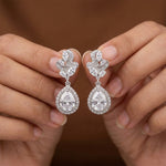 4Ct Moissanite Teardrop Dangle Earrings Gold Vermeil (2.5 Micron)