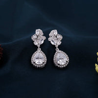 4Ct Moissanite Teardrop Dangle Earrings White