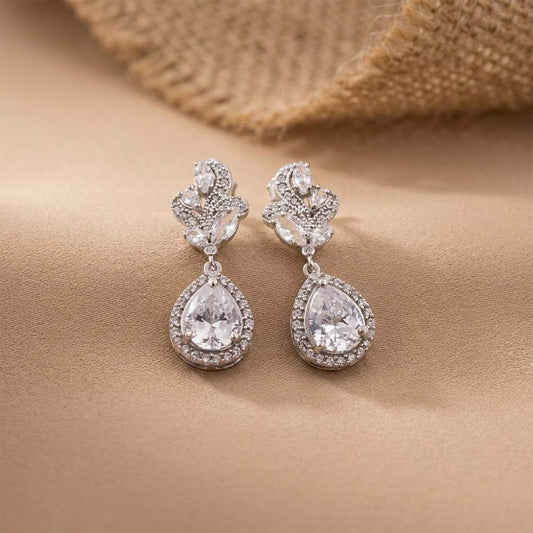 4Ct Moissanite Teardrop Dangle Earrings Gold Vermeil (2.5 Micron)