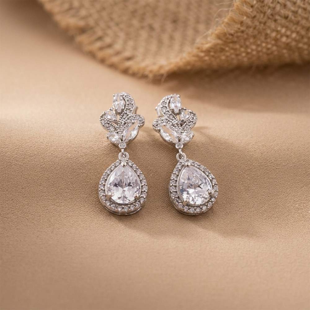 4Ct Moissanite Teardrop Dangle Earrings Gold Vermeil (2.5 Micron)