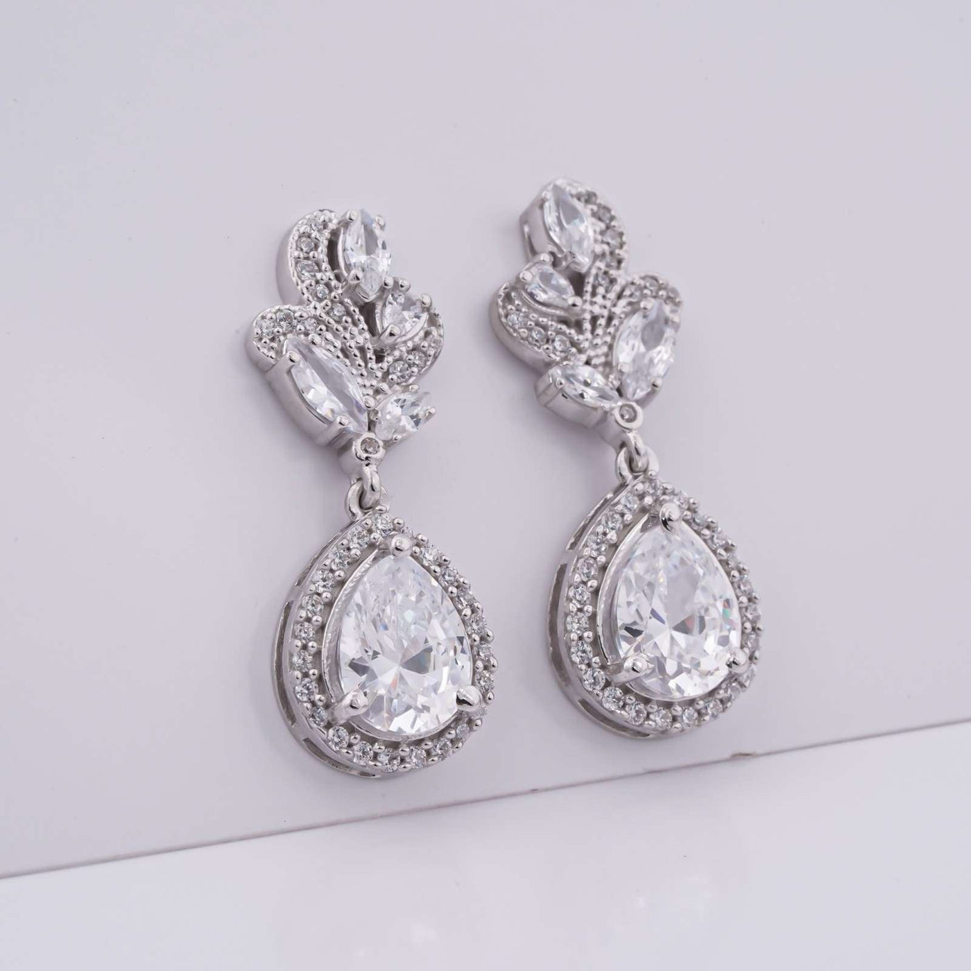 4Ct Moissanite Teardrop Dangle Earrings White