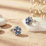 0.50Ct Moissanite & Sapphire Ultimate Flower Stud Earrings