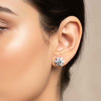 2.75Ct Moissanite Mini Flower Stud Earrings