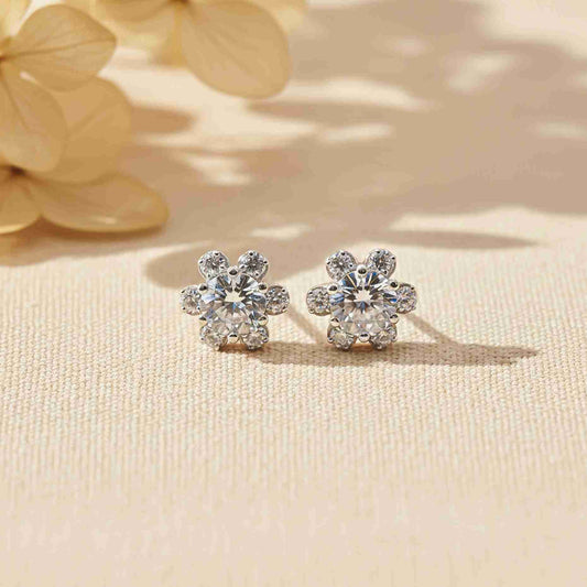 2.75Ct Moissanite Mini Flower Stud Earrings