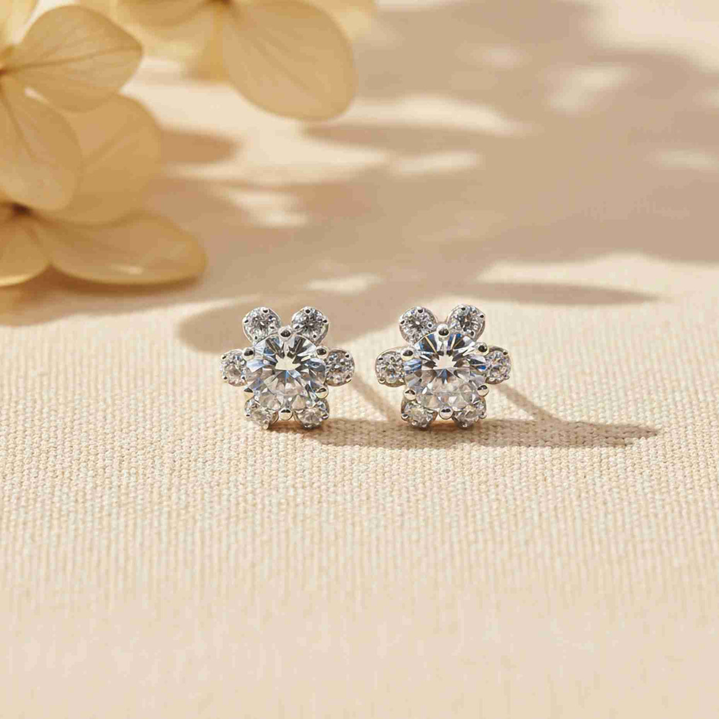 2.75Ct Moissanite Mini Flower Stud Earrings