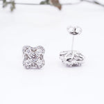 1Ct Moissanite Clover Stud Earrings White