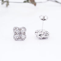 1Ct Moissanite Clover Stud Earrings White