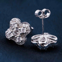 1Ct Moissanite Clover Stud Earrings White