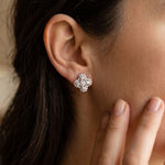 1Ct Moissanite Clover Stud Earrings Gold Vermeil (2.5 Micron)