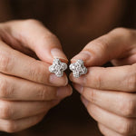 1Ct Moissanite Clover Stud Earrings Gold Vermeil (2.5 Micron)