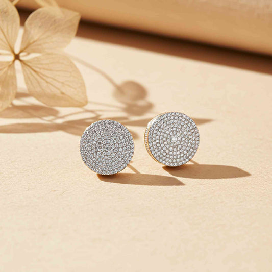 Golden Moissanite Bold Hip-Hop Stud Earrings