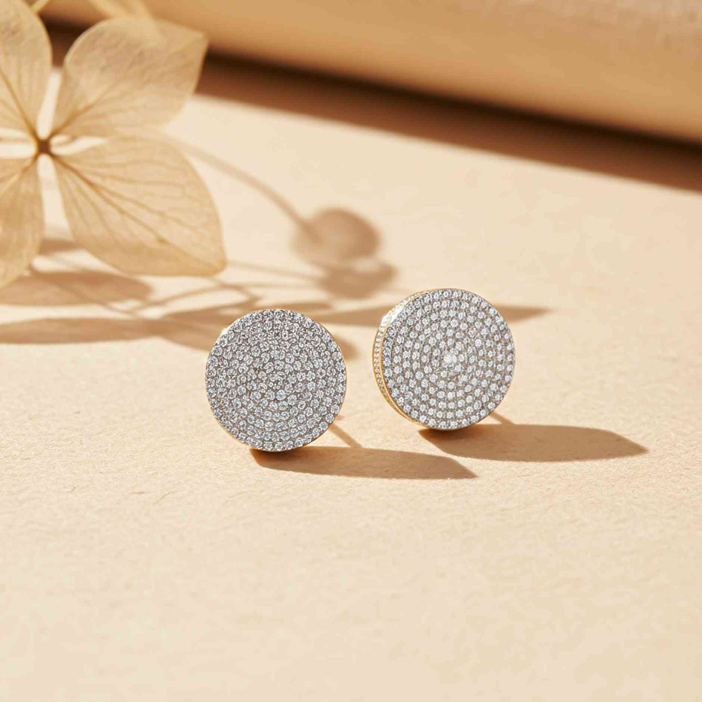 Golden Moissanite Bold Hip-Hop Stud Earrings