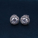 Silver 2Ct Moissanite Open Halo Stud Earrings White