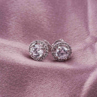 Silver 2Ct Moissanite Open Halo Stud Earrings White