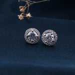 Silver 2Ct Moissanite Open Halo Stud Earrings White