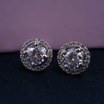 Silver 2Ct Moissanite Open Halo Stud Earrings White