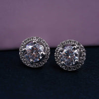 Silver 2Ct Moissanite Open Halo Stud Earrings White