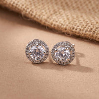 Silver 2Ct Moissanite Open Halo Stud Earrings Gold Vermeil (2.5 Micron)