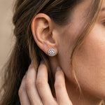 Silver 2Ct Moissanite Open Halo Stud Earrings Gold Vermeil (2.5 Micron)