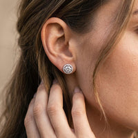 Silver 2Ct Moissanite Open Halo Stud Earrings Gold Vermeil (2.5 Micron)